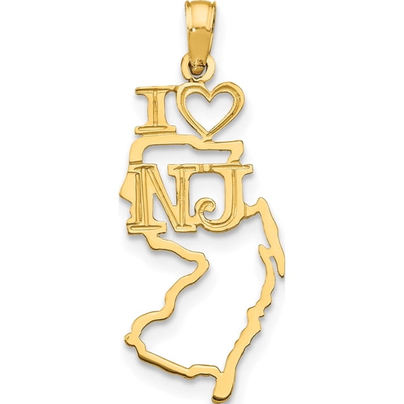 10K Solid New Jersey State Pendant Yellow Gold Material Sleek Chic Heirloom An unforgettable keepsake to treasure forever
