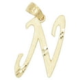 thumbnail image 1 of 10K Solid Real Gold Personalized Cursive N Initial Pendant, Available in Different Letters Charm with Diamond Cut Gifts for Her with 20 Inch Gold Chain, 1 of 6