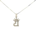 thumbnail image 1 of 10K Solid Real Gold Valentine CZ Heart with Crown Charm/Pendant with Box Chain 18", 1 of 4