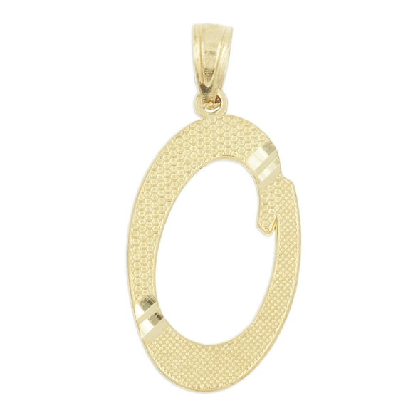 10K Solid Real Yellow Gold Personalized Cursive O Initial Pendant Necklace, Available in Different Letters Charm with Diamond Cut Gifts for Her with 18" Gold Chain