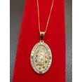 thumbnail image 1 of 10K Solid Real Yellow Gold Round Mother Mary Cz Pendant Charm with Box Chain 18", 1 of 3