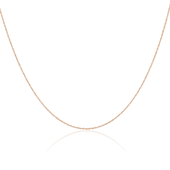 10K Solid Rose Pink Gold 0.6mm Cable Rope Chain Twisted Link Necklace