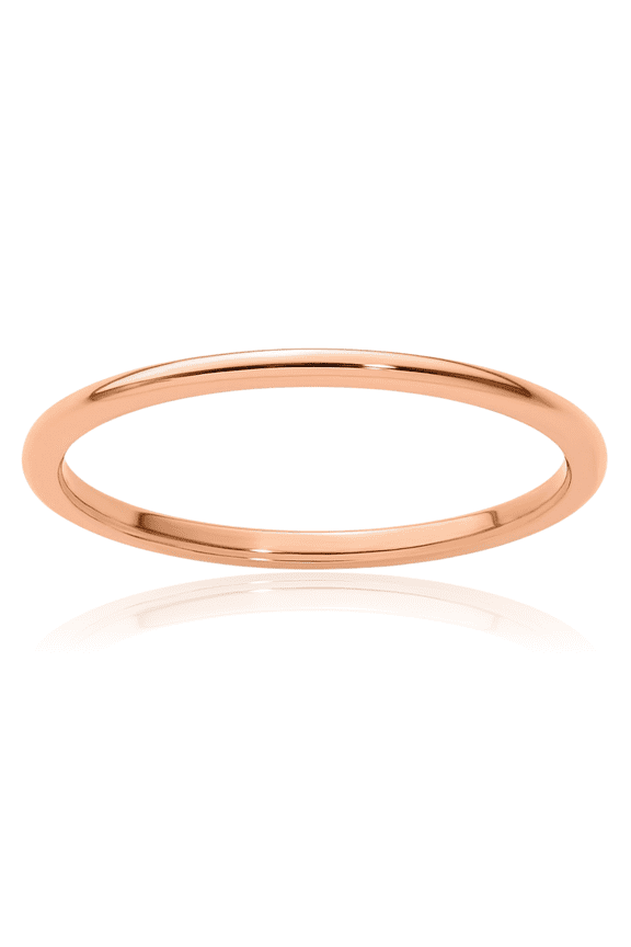 10K Solid Rose Pink Gold 1.2mm Half Round Stacking Plain Classic Wedding Band Statement Ring