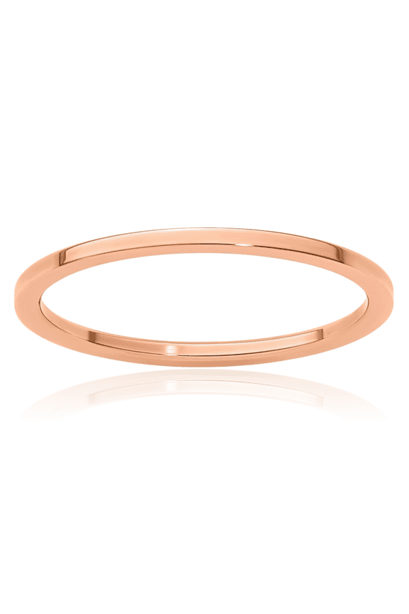 10K Solid Rose Pink Gold 1.2mm Stacking Plain Classic Wedding Band Statement Ring