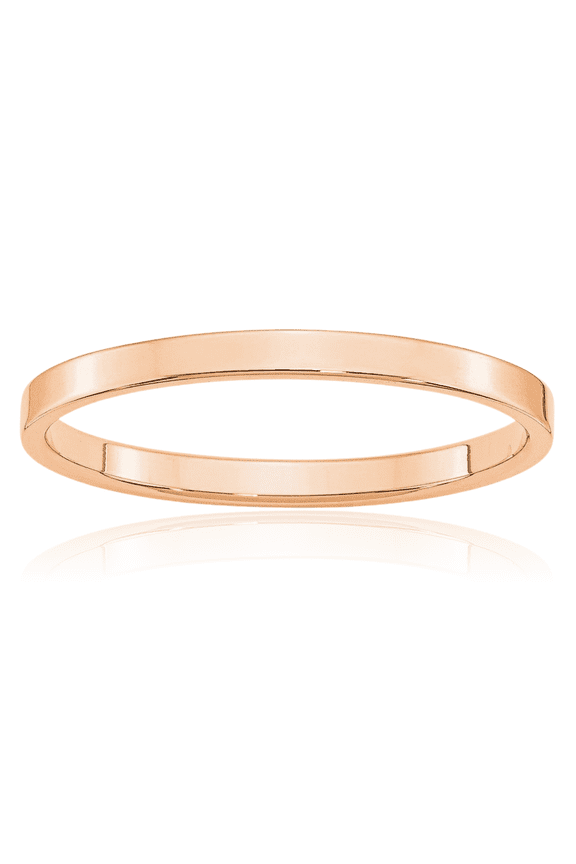 10K Solid Rose Pink Gold 2mm Plain Classic Wedding Band Ring