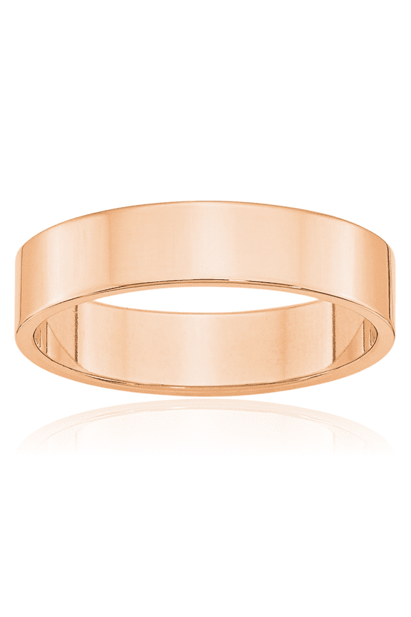 10K Solid Rose Pink Gold 5mm Plain Classic Wedding Band Ring