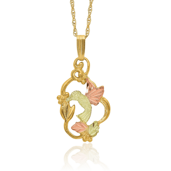 10K Solid Tri Color Pink White Yellow Black Hills Gold Necklace