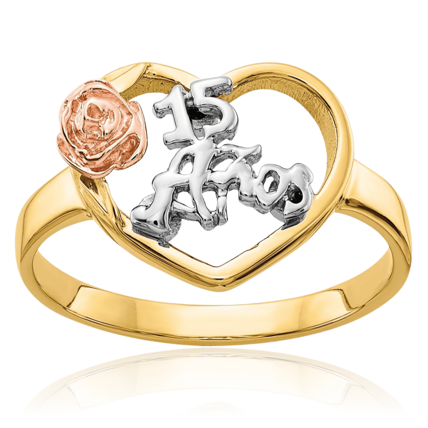 10K Solid Two Tone Gold Quinceanera Sweet 15 Years Old Birthday Anos ...