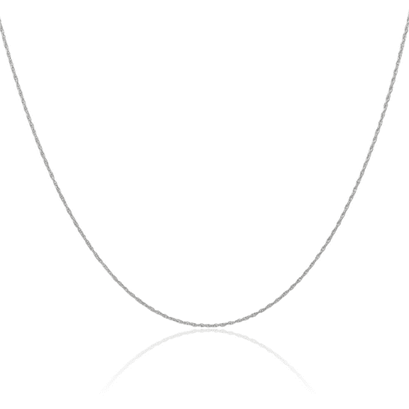 10K Solid White Gold 0.6mm Cable Rope Chain Twisted Link Necklace 13 inch