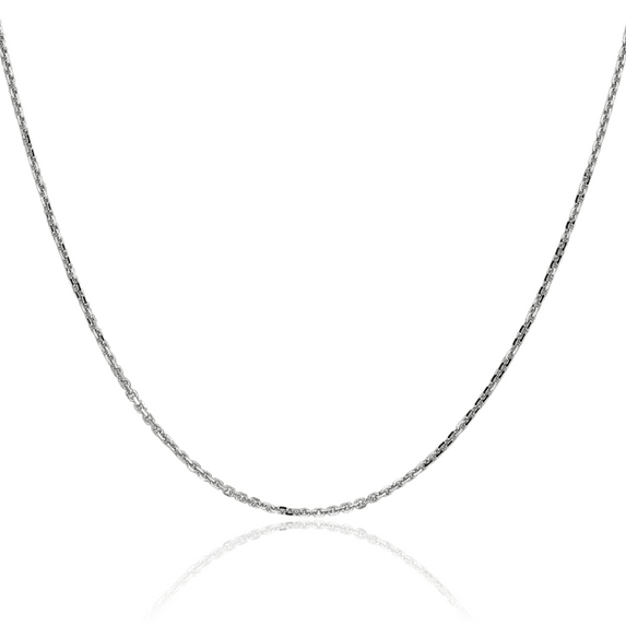10K Solid White Gold 1.4mm Round Cable Rolo Link Chain Belcher Necklace