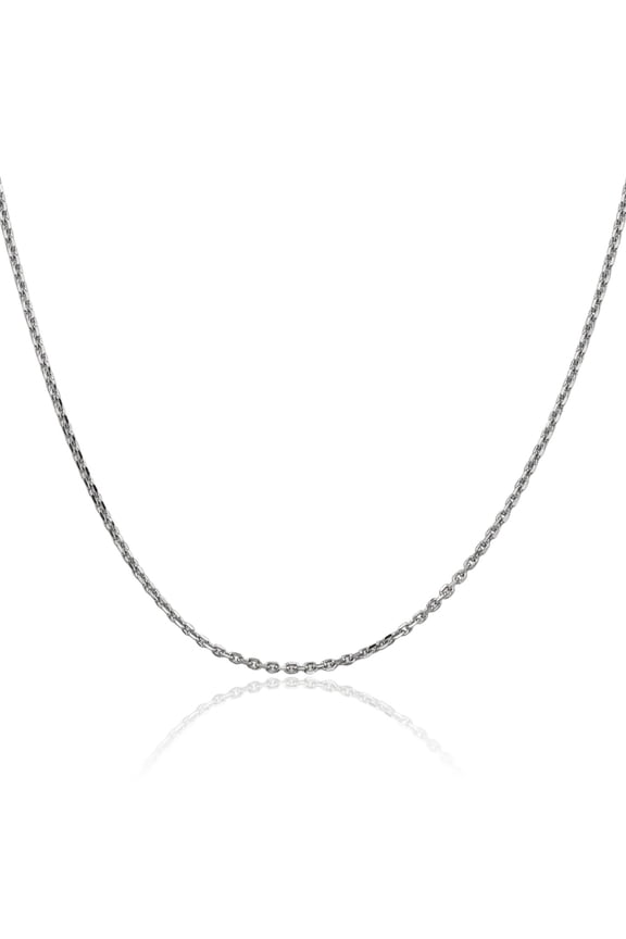 10K Solid White Gold 1.8mm Round Cable Rolo Link Chain Belcher Necklace