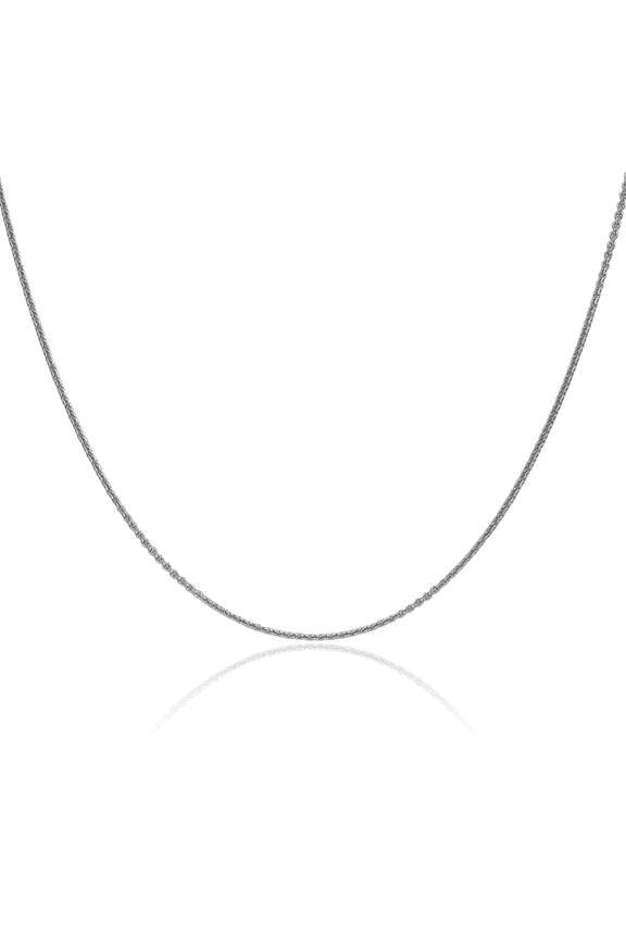 10K Solid White Gold 1mm Round Cable Rolo Link Chain Belcher Necklace