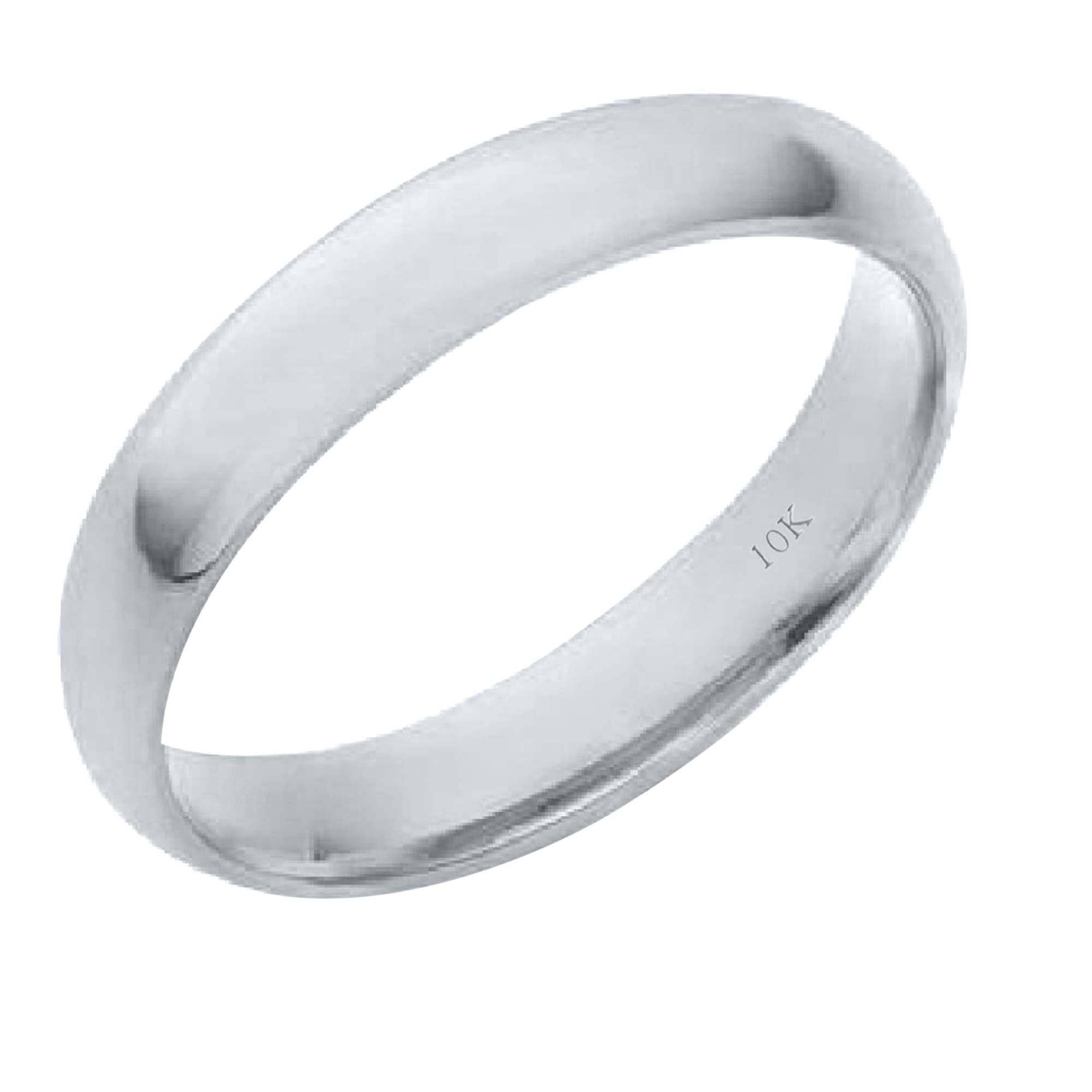 10K Solid White Gold 4MM Plain Men s and Women s Wedding Band Ring