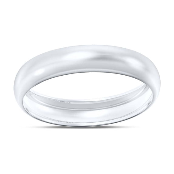 Aone Jewelry 10K White Gold 4MM Plain Men's and Women's Wedding Band Ring