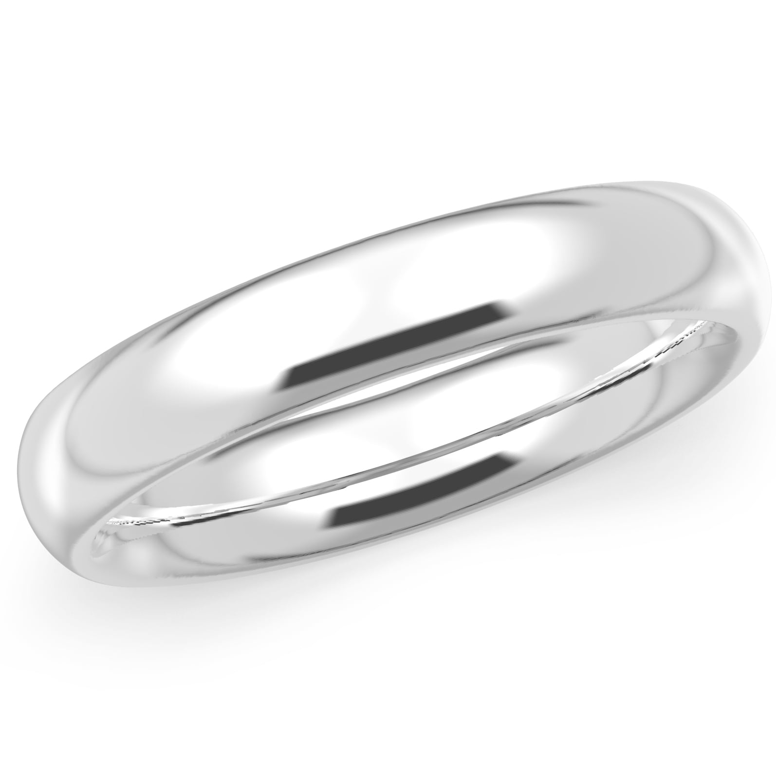 10K Solid White Gold 4mm Plain Men's and Women's Wedding Band Ring
