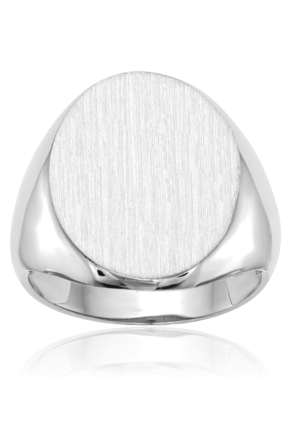 10K Solid White Gold Custom Engraved Signet Ring Handmade Personalized Monogram Initial Letter Band