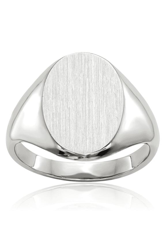 10K Solid White Gold Custom Engraved Signet Ring Handmade Personalized Monogram Initial Letter Band