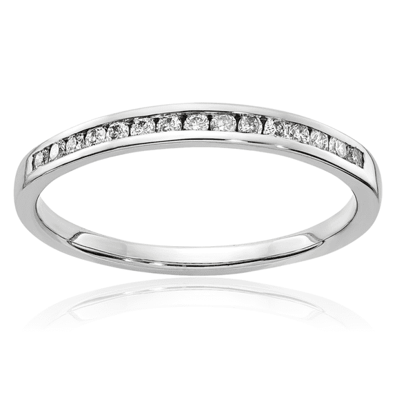 10K Solid White Gold Diamond Channel Wedding Band Ring