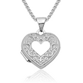 thumbnail image 1 of 10K Solid White Gold Heart Personalized Photo Locket Necklace Picture Pendant Charm, 1 of 8