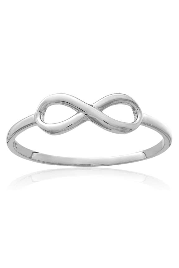 10K Solid White Gold Infinity Twisted Love Knot Symbol Woven Crisscross Band Statement Ring