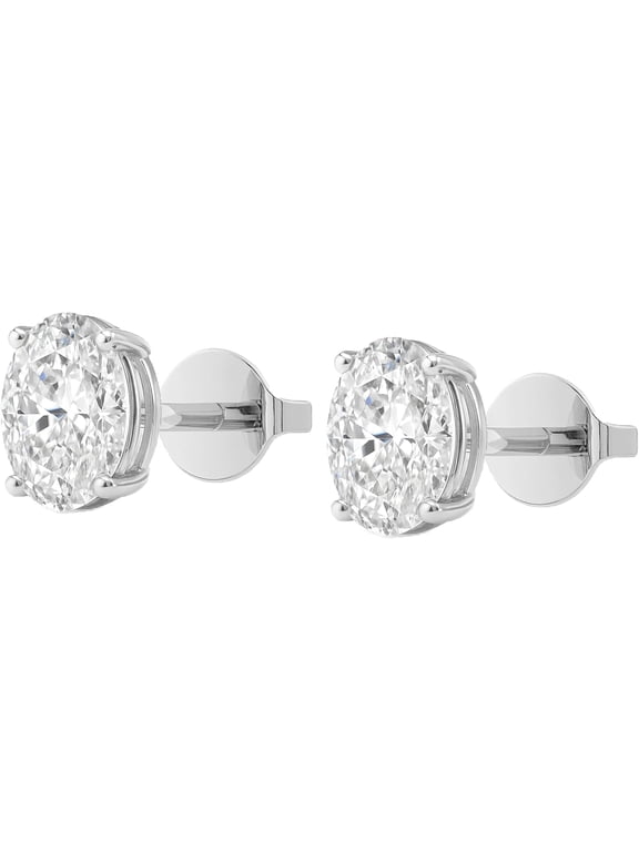 10K Solid White Gold Lab Grown Moissanite Oval Cut Stud Earrings | 7x5mm | 1.5 CTW | Push Back | Luxury Fine Jewelry Gift for Women | by Jewelaura