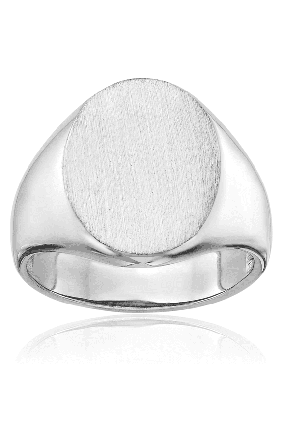 10K Solid White Gold Mens Custom Engraved Signet Ring Handmade Personalized Monogram Initial Letter Band