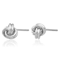 thumbnail image 1 of 10K Solid White Gold Twisted Love Knot Symbol Stud Earrings, 1 of 10