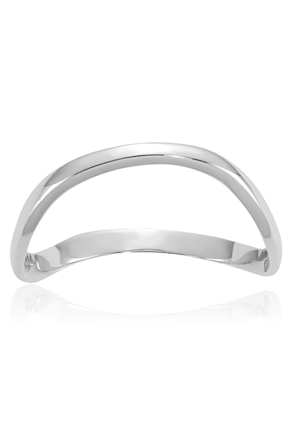 10K Solid White Gold Wave Thumb Statement Ring