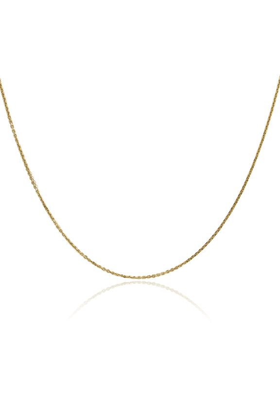 10K Solid Yellow Gold 0.95mm Cable Rolo Link Chain Belcher Necklace