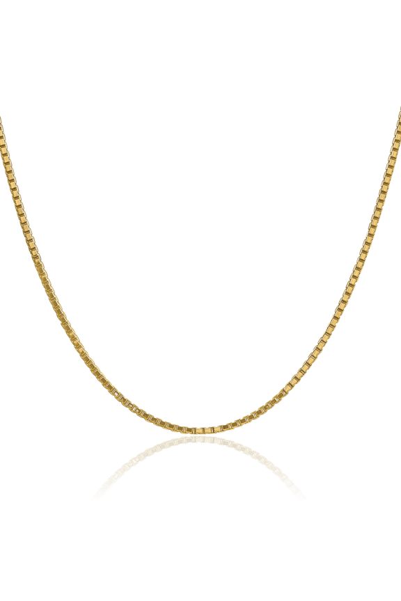 10K Solid Yellow Gold 1.5mm Box Link Chain Necklace