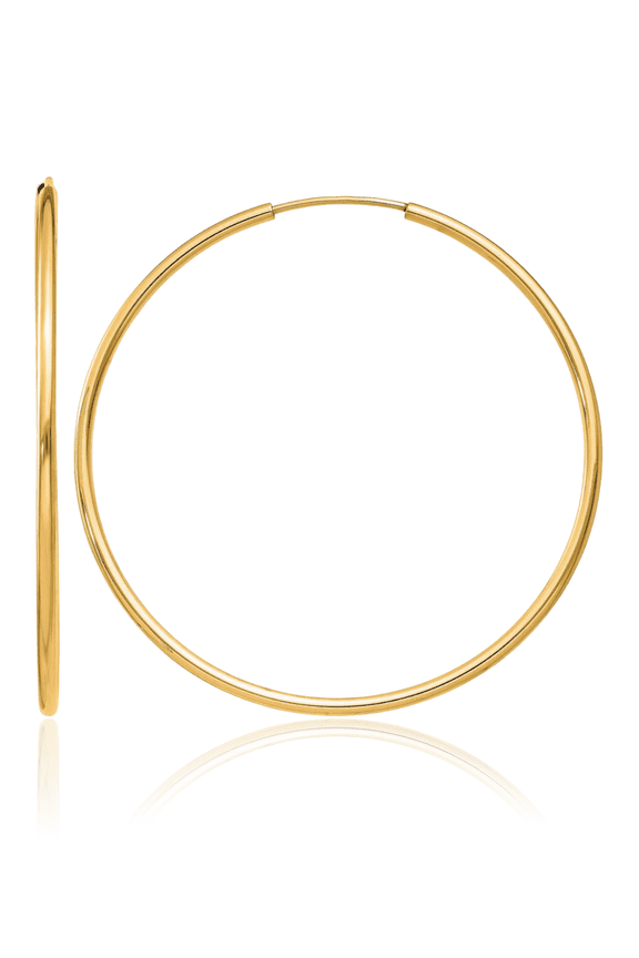 10K Solid Yellow Gold 1.5mm Round Endless Hoop Earrings