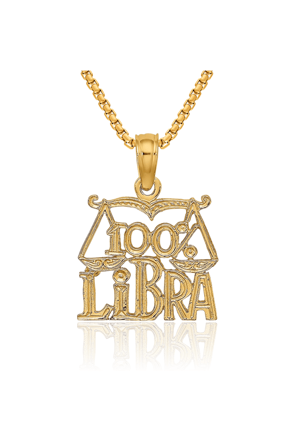 10K Solid Yellow Gold 100% Libra Zodiac Necklace Scale Balance Horoscope Pendant September October Birthday Charm Astrology Jewelry