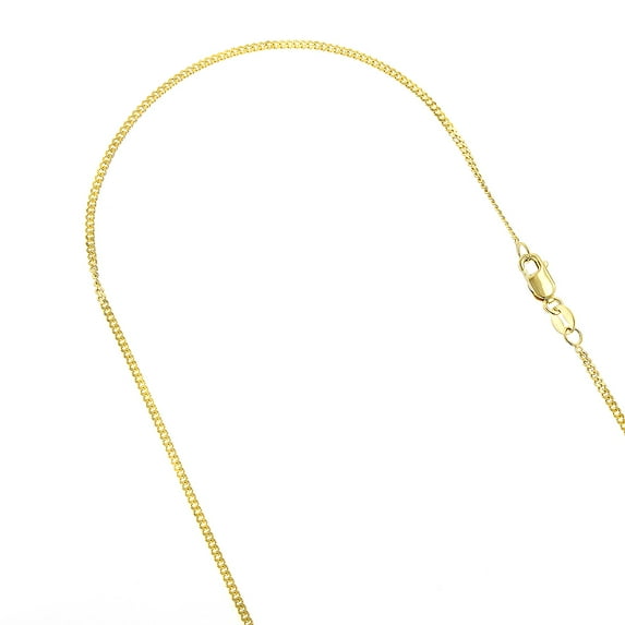 10K Solid Yellow Gold 1mm Wide Diamond Cut Curb Link Chain Chain 20 Necklace with Lobster Clasp