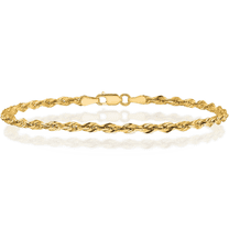 10K Solid Yellow Gold 2.8mm Rope Chain Bracelet