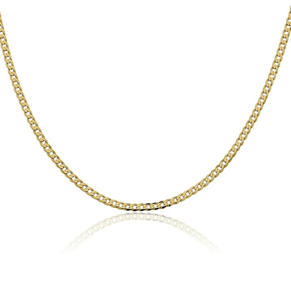 10K Solid Yellow Gold 2.9mm Curb Link Chain Necklace 16 inch