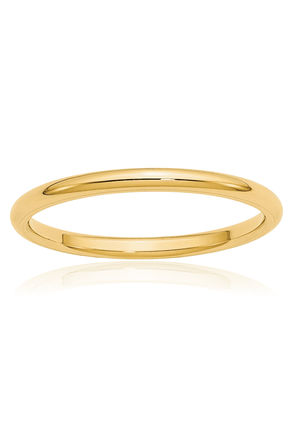 10K Solid Yellow Gold 2mm Comfort Fit Plain Classic Wedding Band Ring