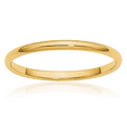 thumbnail image 1 of 10K Solid Yellow Gold 2mm Half Round Plain Classic Wedding Band Ring, 1 of 9