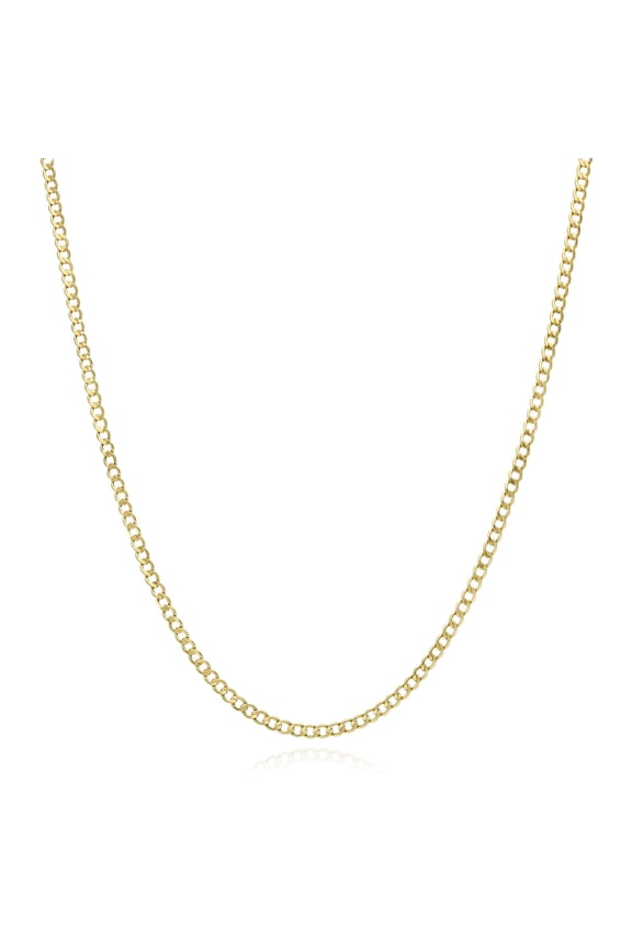 10K Solid Yellow Gold 2mm High Polished Cuban Curb Link Chain 16" - 26"