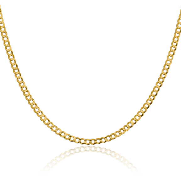10K Solid Yellow Gold 3.7mm Cuban Curb Link Chain Necklace 16 inch
