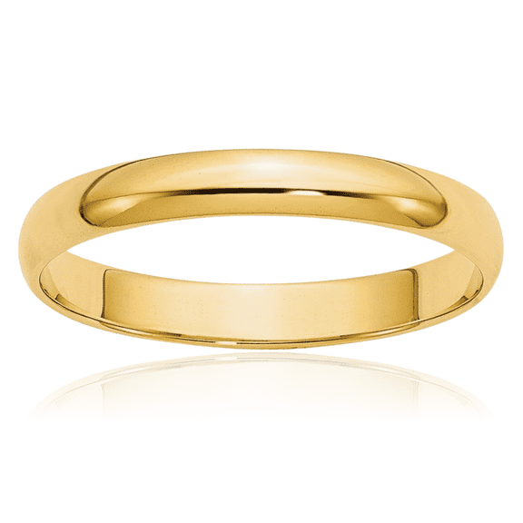 10K Solid Yellow Gold 3mm Half Round Plain Classic Wedding Band Ring