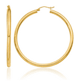 thumbnail image 1 of 10K Solid Yellow Gold 3mm Tube Round Large Hoop Earrings, 1 of 10