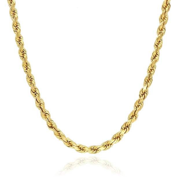 10K Solid Yellow Gold 4.5mm Diamond Cut Rope Chain 18"-28"