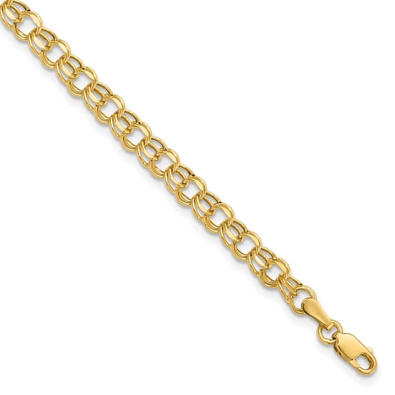 10K Solid Yellow Gold 4.5mm Double Link Chain Charm Bracelet