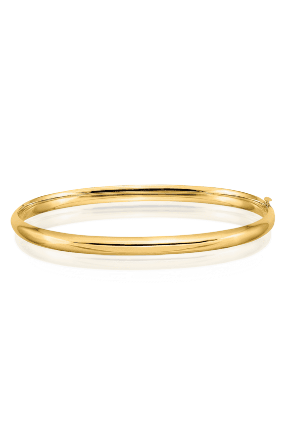 10K Solid Yellow Gold 4.75mm Hinged Bangle Bracelet