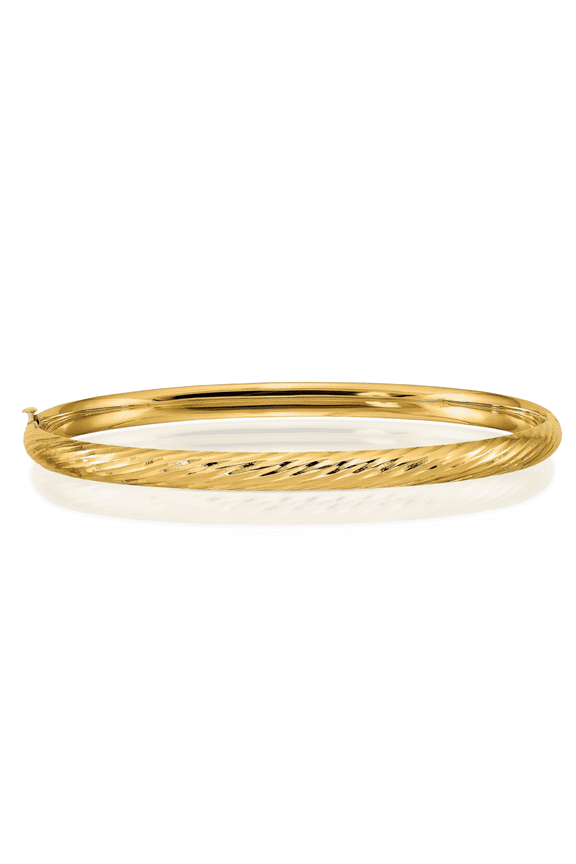 10K Solid Yellow Gold 4.75mm Hinged Bangle Bracelet