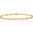 thumbnail image 1 of 10K Solid Yellow Gold 4mm Concave Figaro Link Chain Bracelet, 1 of 3