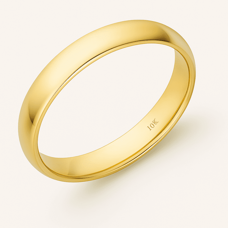 10K Solid Yellow Gold Thin 4mm Plain Unisex Wedding Band Ring