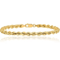 10K Solid Yellow Gold 4mm Rope Chain Bracelet