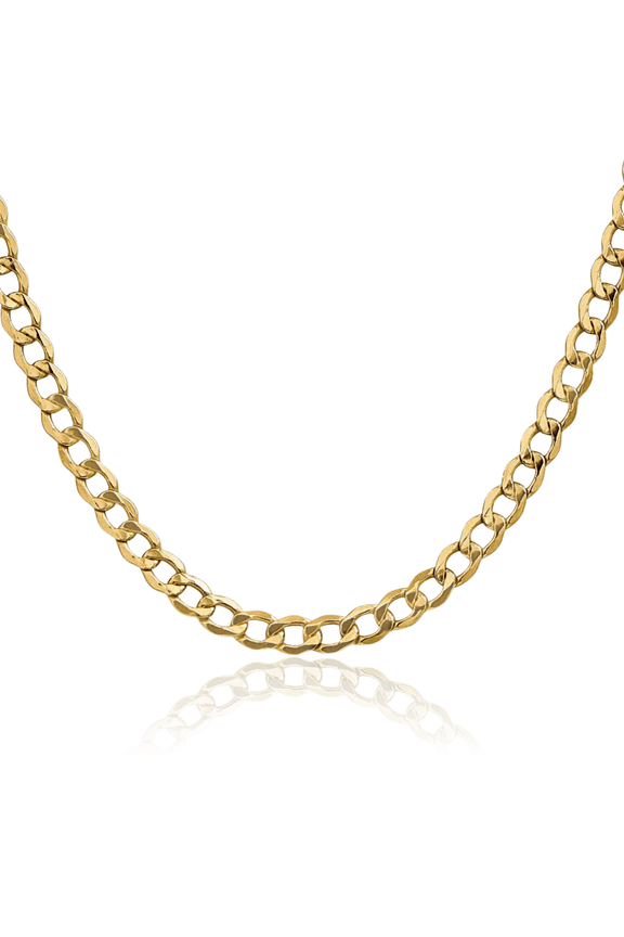 10K Solid Yellow Gold 5.25mm Curb Link Chain Necklace