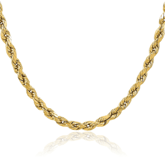 10K Solid Yellow Gold 5.5mm Rope Chain Twisted Link Necklace 16 inch
